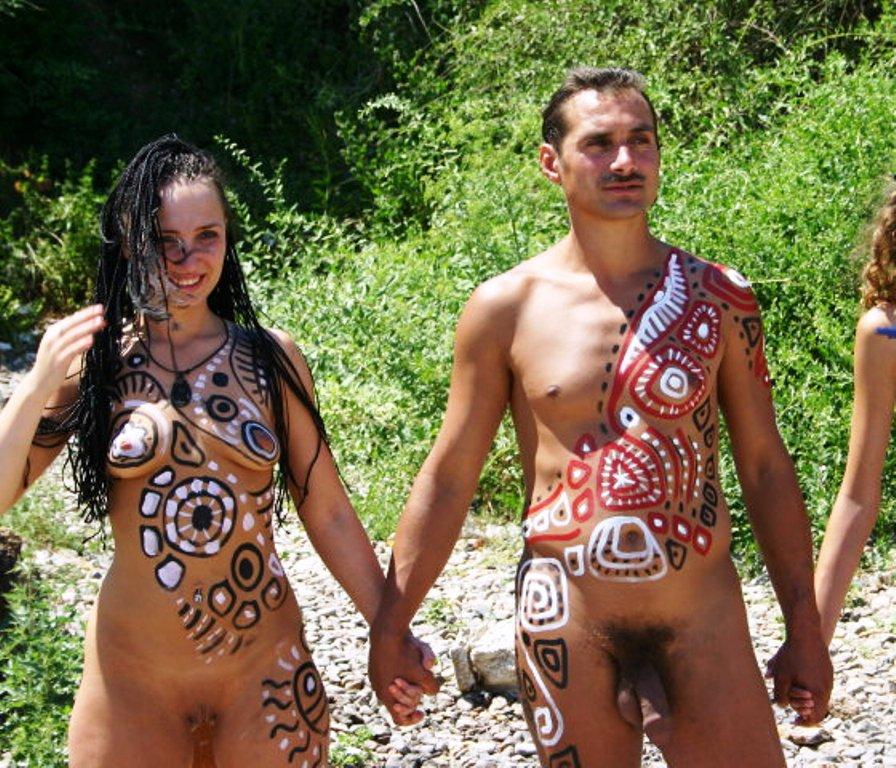 Amateur Nudists And Theirs Beach Body Painting  